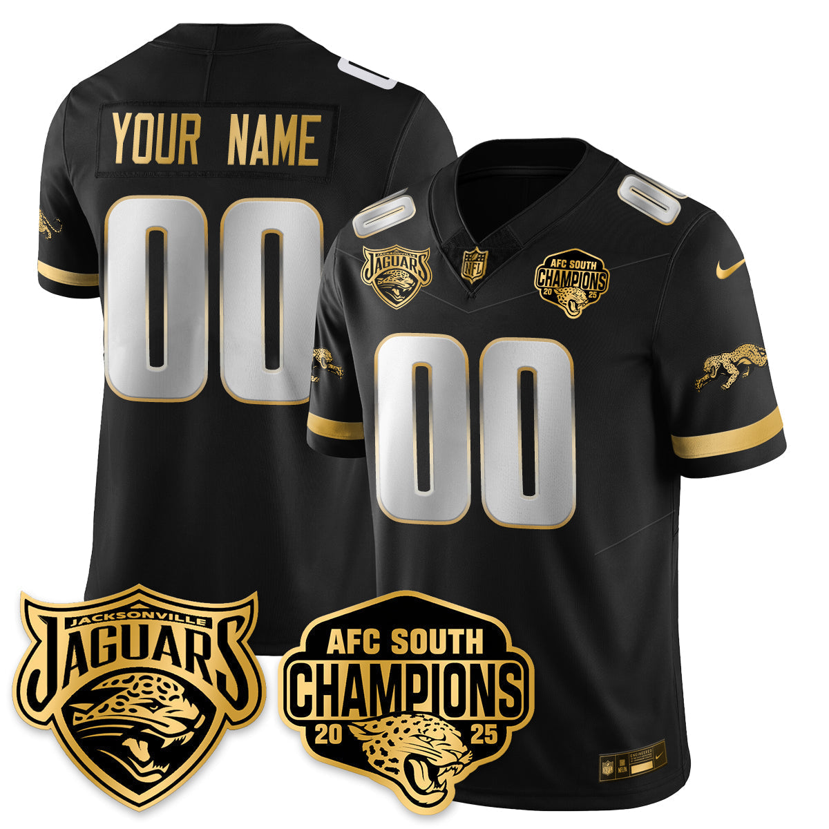 Custom DET AFC South Division Champions Vapor Limited Gold Jersey - Stitched
