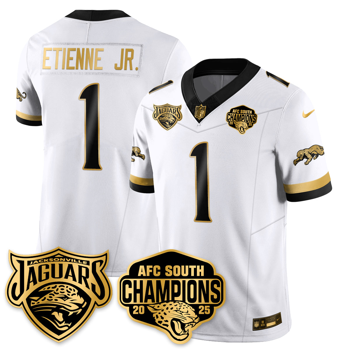 DET AFC South Division Champions Vapor Limited Gold Jersey - Stitched