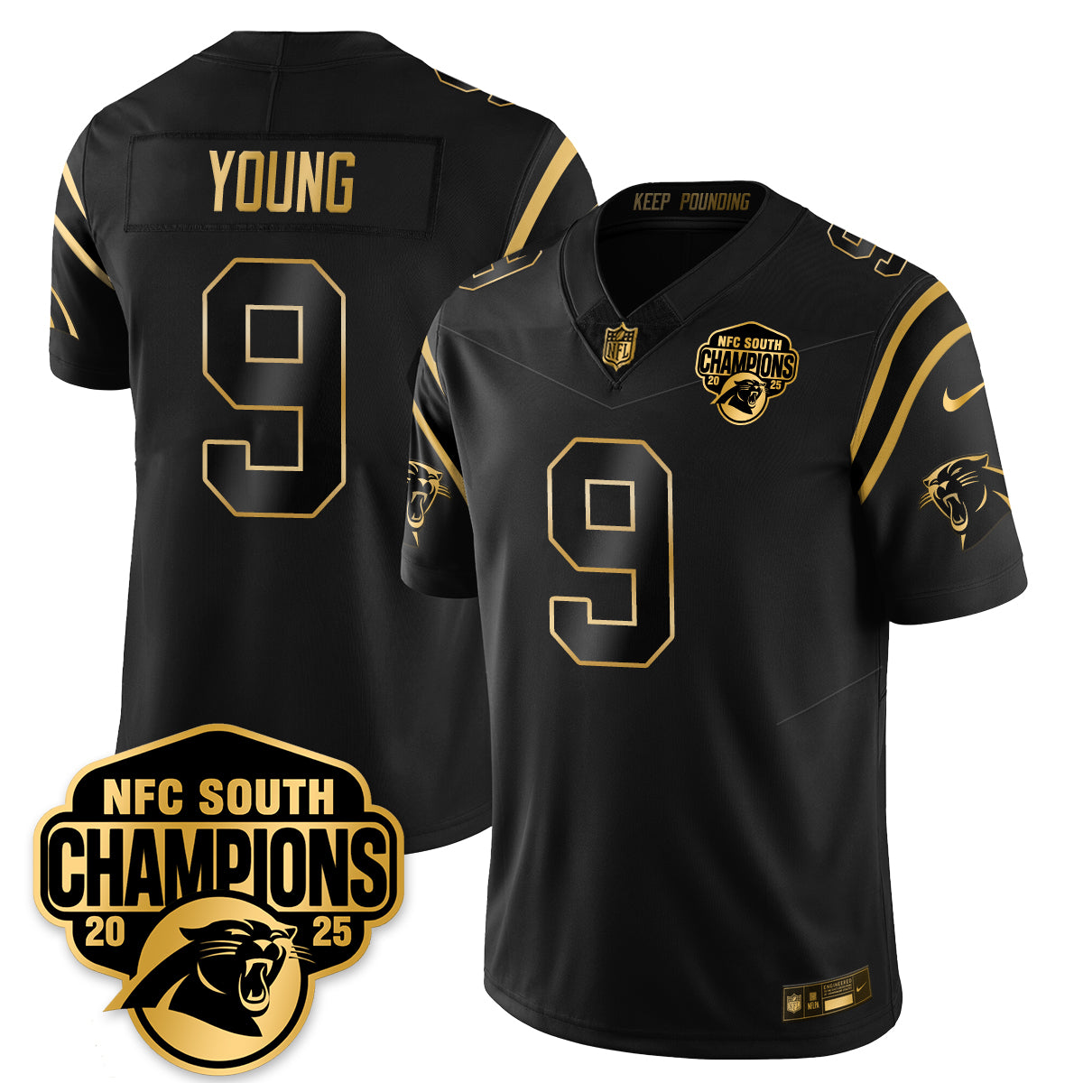 CAR NFC South Division Champions Vapor Limited Gold Jersey - Stitched