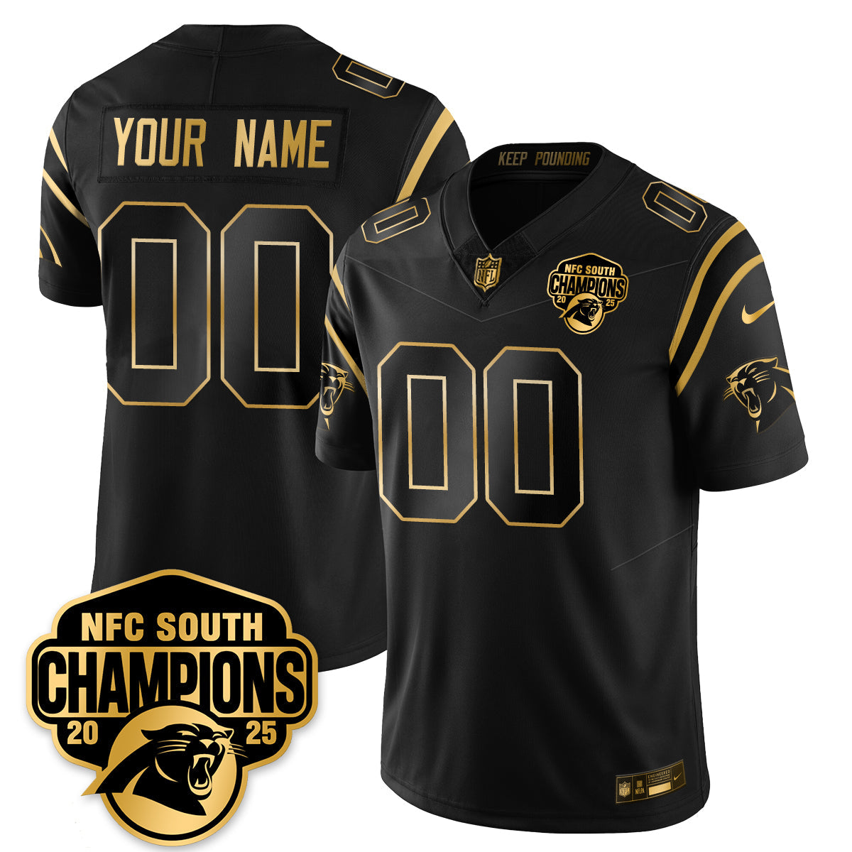 CAR NFC South Division Champions Vapor Limited Gold Jersey - Stitched