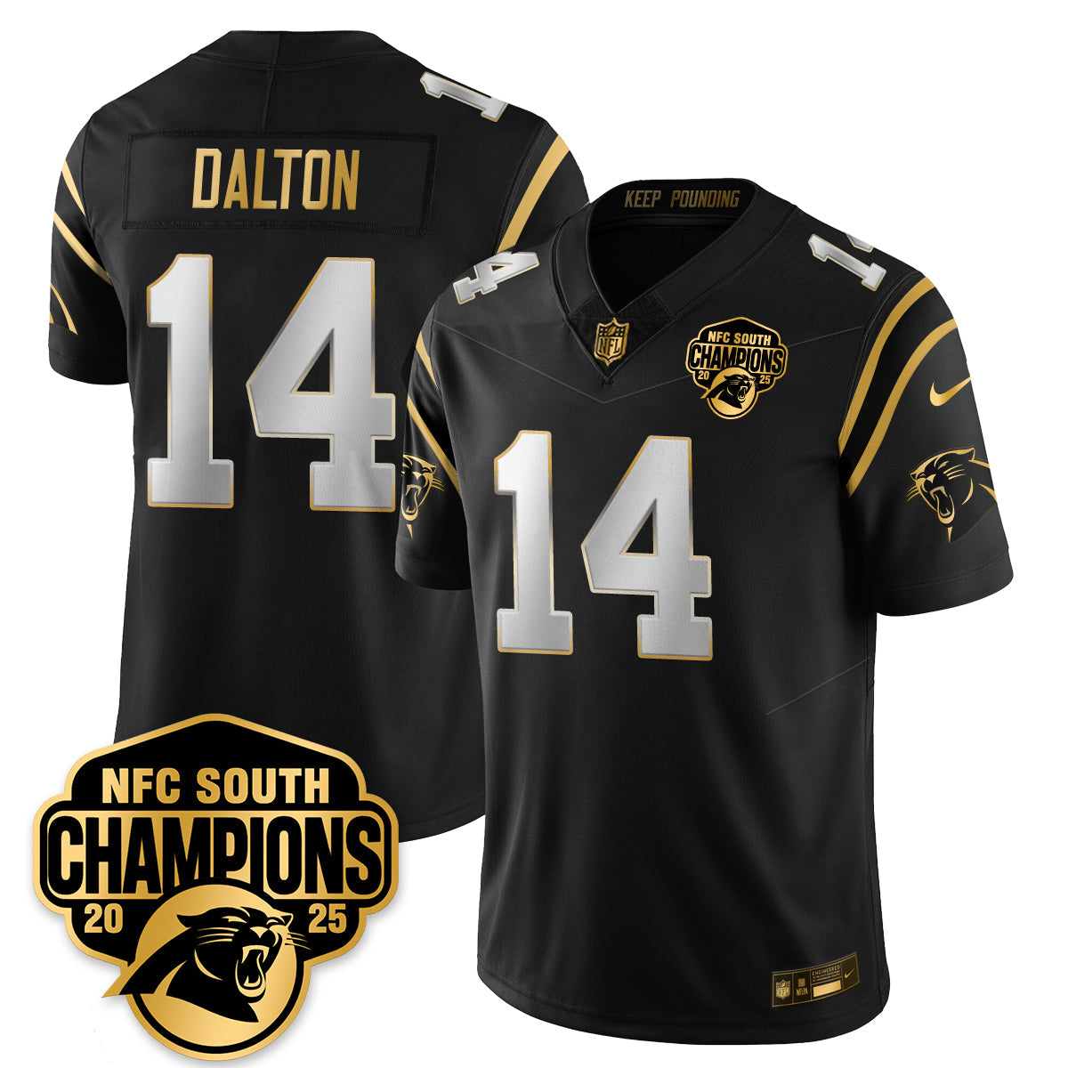 CAR NFC South Division Champions Vapor Limited Gold Jersey - Stitched