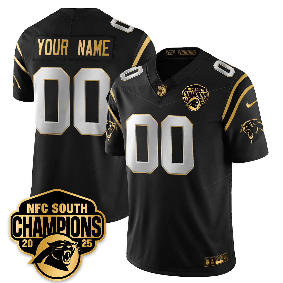 Custom CAR NFC South Division Champions Vapor Limited Gold Jersey - Stitched