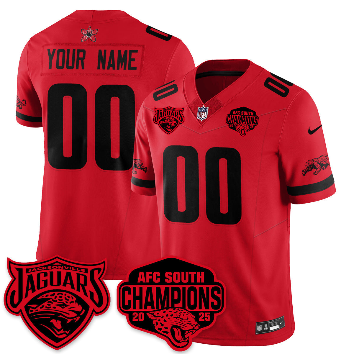 Custom DET Stranger Things AFC South Division Champions Vapor Limited Throwback Jersey - Stitched
