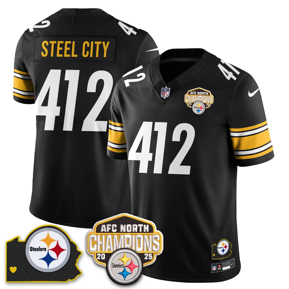 PIT AFC North Division Champions Vapor Limited Jersey - Stitched