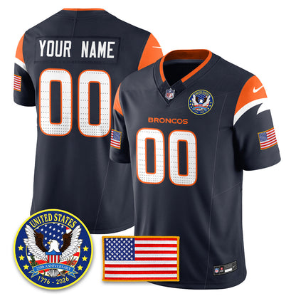 Custom DEN "United States 250th Anniversary Patch" Vapor Limited Jersey - Stitched