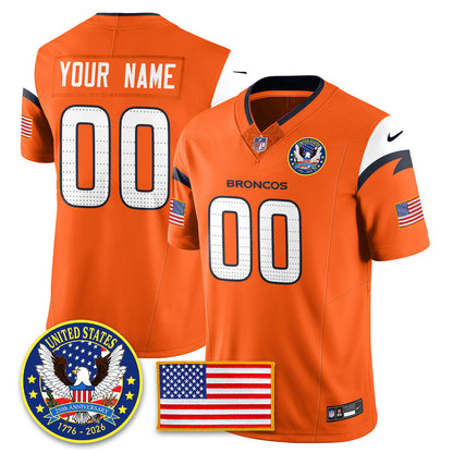Custom DEN "United States 250th Anniversary Patch" Vapor Limited Jersey - Stitched