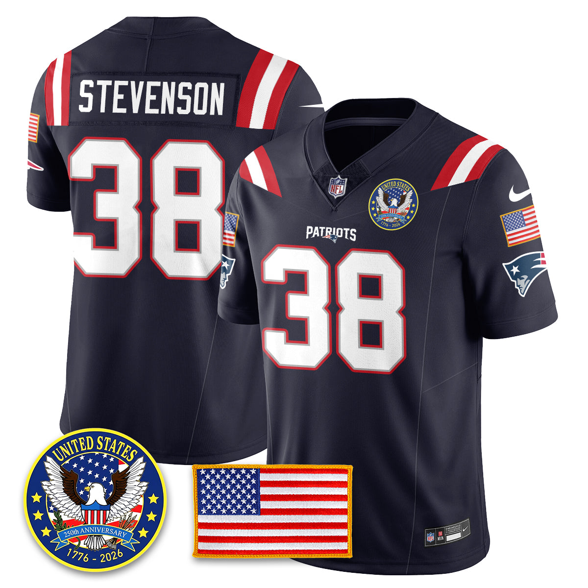 NE "United States 250th Anniversary Patch" Vapor Limited Jersey - Stitched