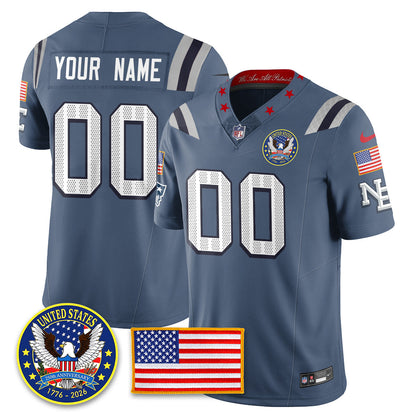 Custom NE "United States 250th Anniversary Patch" Vapor Limited Jersey - Stitched