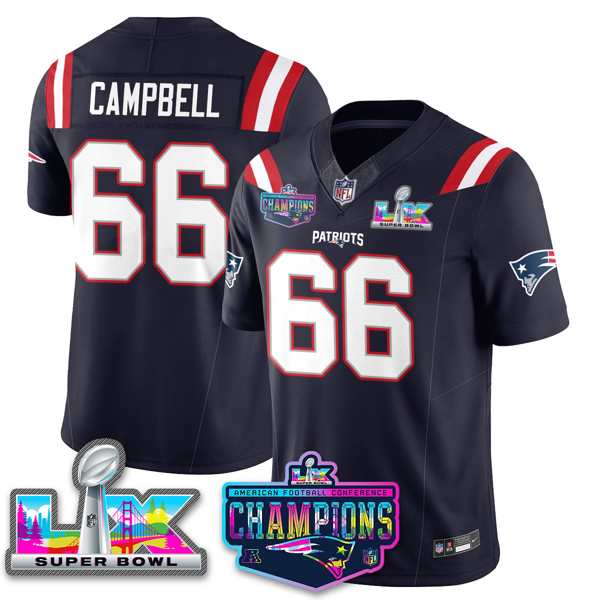 Men' NE 2025 Vapor Jersey - AFC Champions Limited Patch - Stitched n15