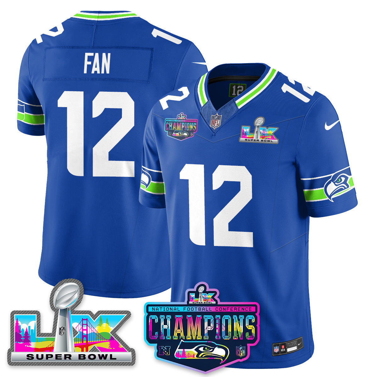 SEA 2025 Vapor Limited Jersey - NFC Champions Limited Patch - Stitched n10