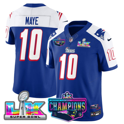 NE 1996 Throwback Limited Vapor Jersey - 2025 AFC Champions Limited Patch - All Stitched