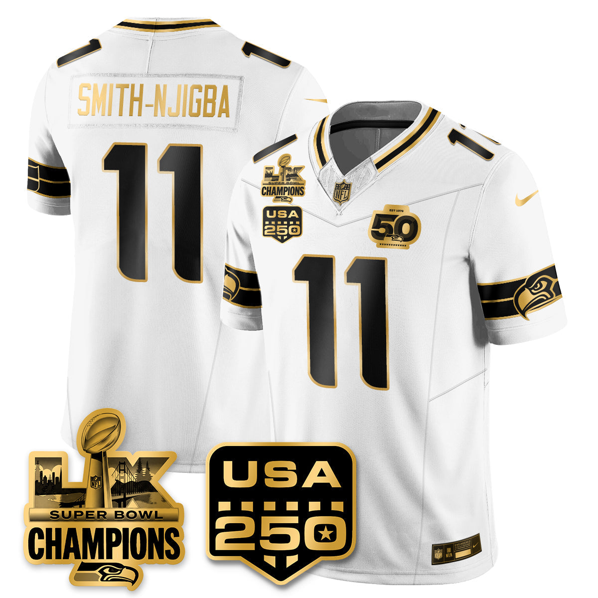 SEA S.Bowl LX & 50th Patch Champions Vapor Limited Jersey - Stitched -DMQ