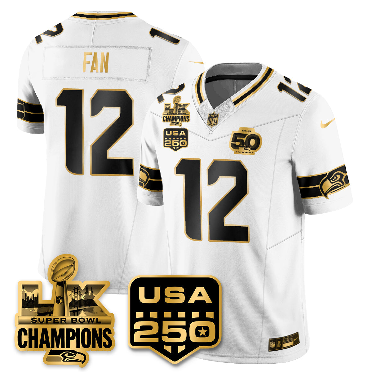 SEA S.Bowl LX & 50th Patch Champions Vapor Limited Jersey - Stitched -DMQ