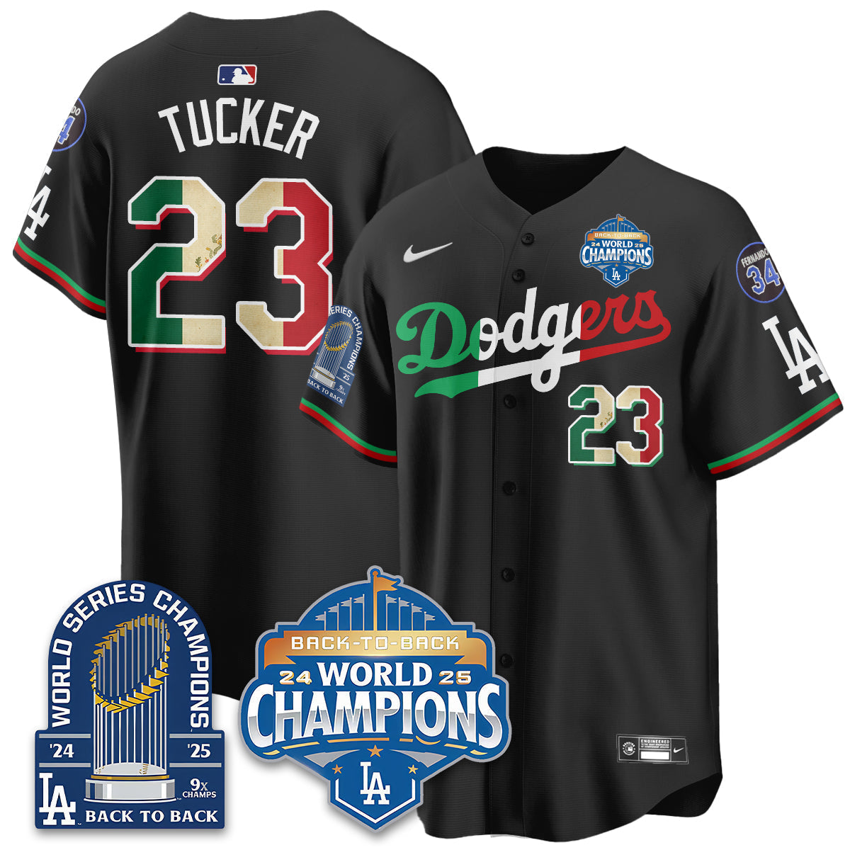 LAD Mexico World Series Champions Jersey - 9x Champs - Stitched