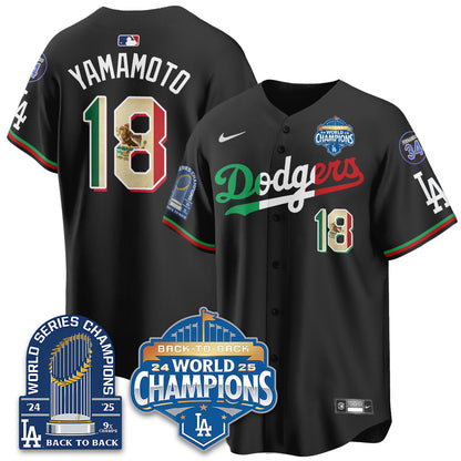 LAD Mexico World Series Champions Jersey - 9x Champs - Stitched
