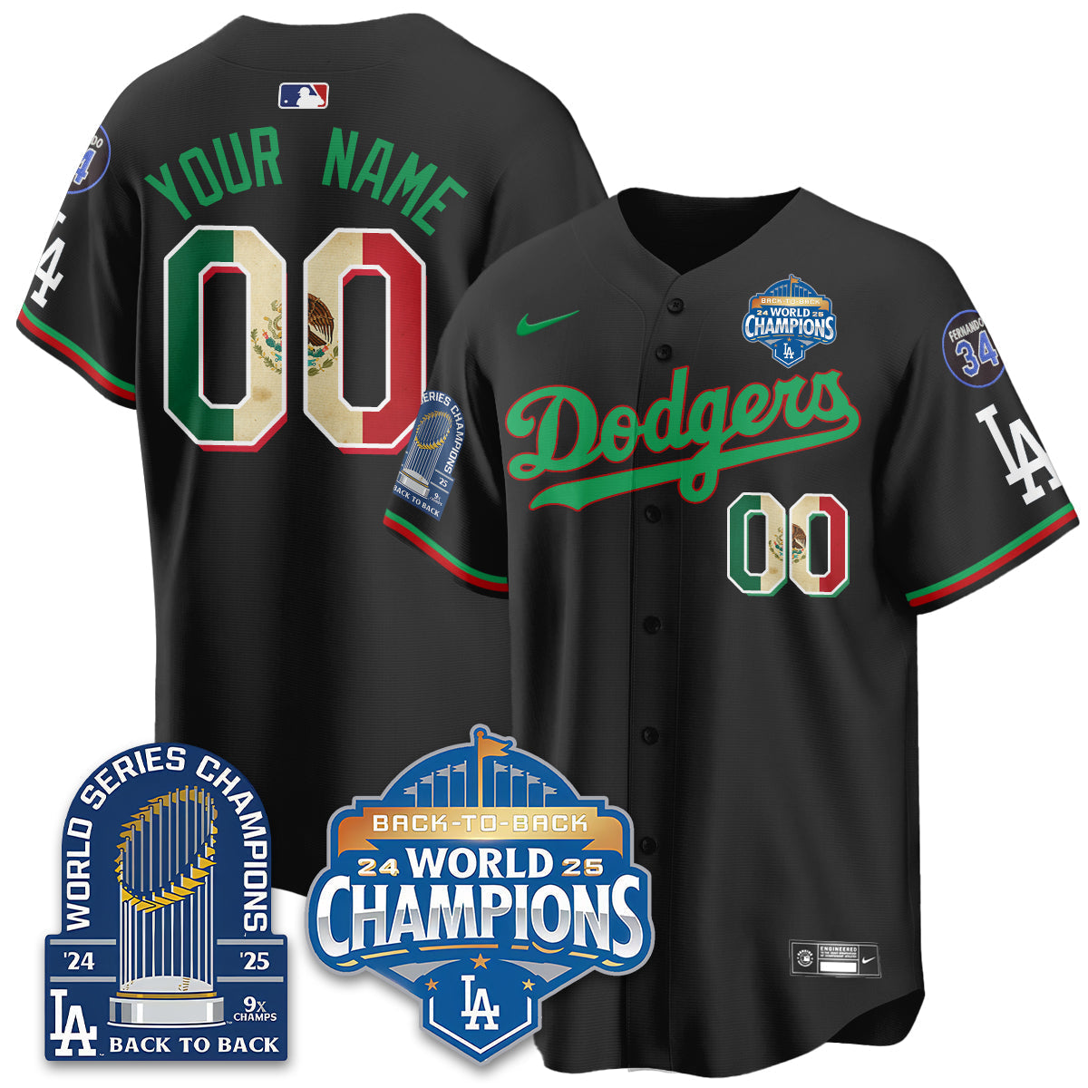 Custom LAD Mexico World Series Champions Jersey - 9x Champs - Stitched