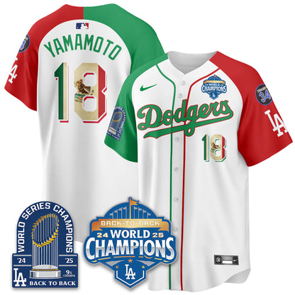 LAD Mexico World Series Champions Jersey - 9x Champs - Stitched