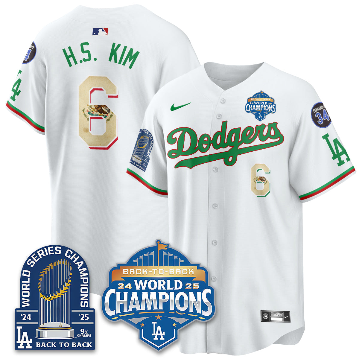 LAD Mexico World Series Champions Jersey - 9x Champs - Stitched