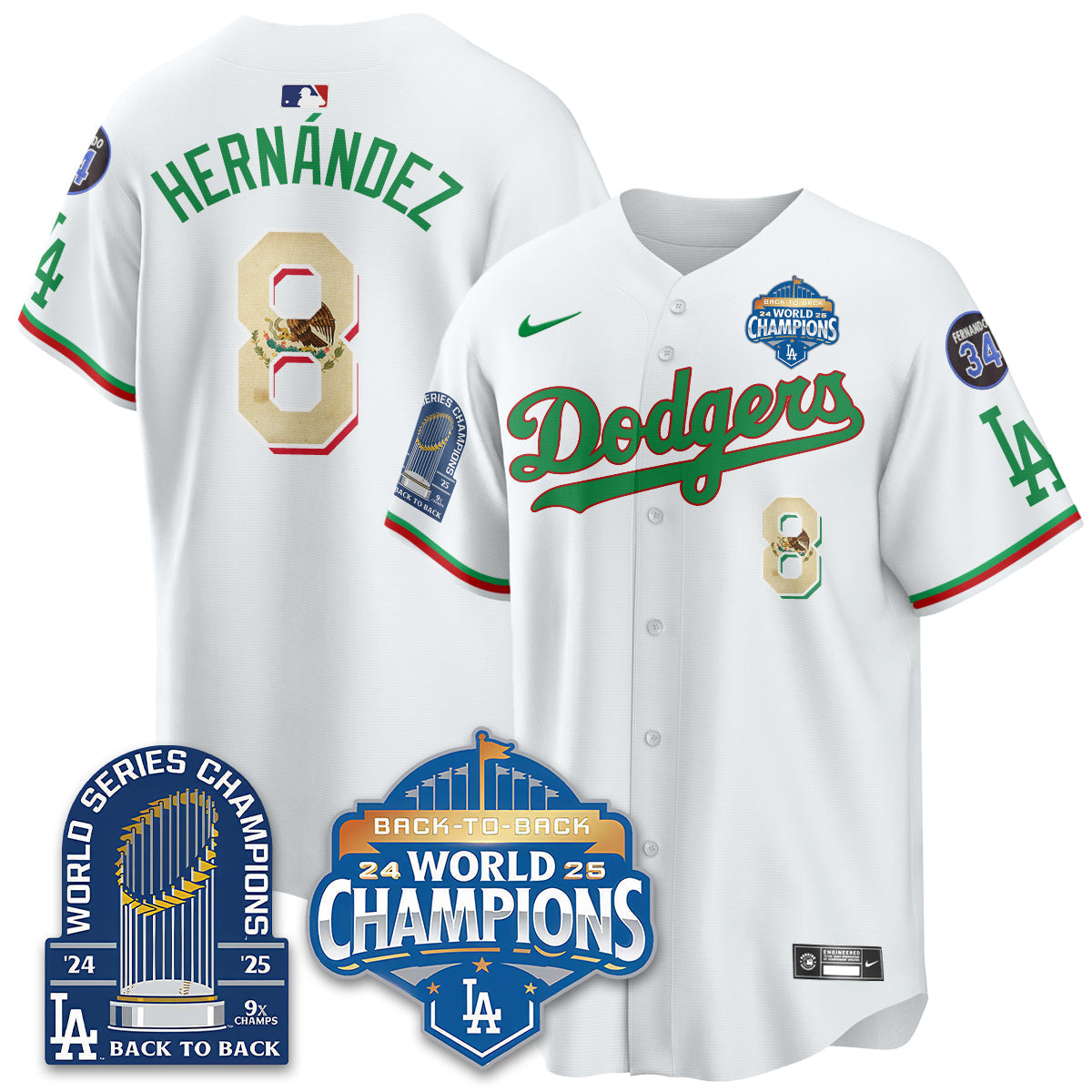 LAD Mexico World Series Champions Jersey - 9x Champs - Stitched