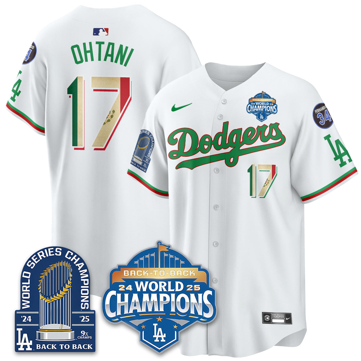 LAD Mexico World Series Champions Jersey - 9x Champs - Stitched