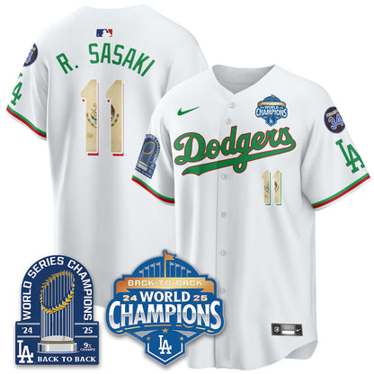 LAD Mexico World Series Champions Jersey - 9x Champs - Stitched