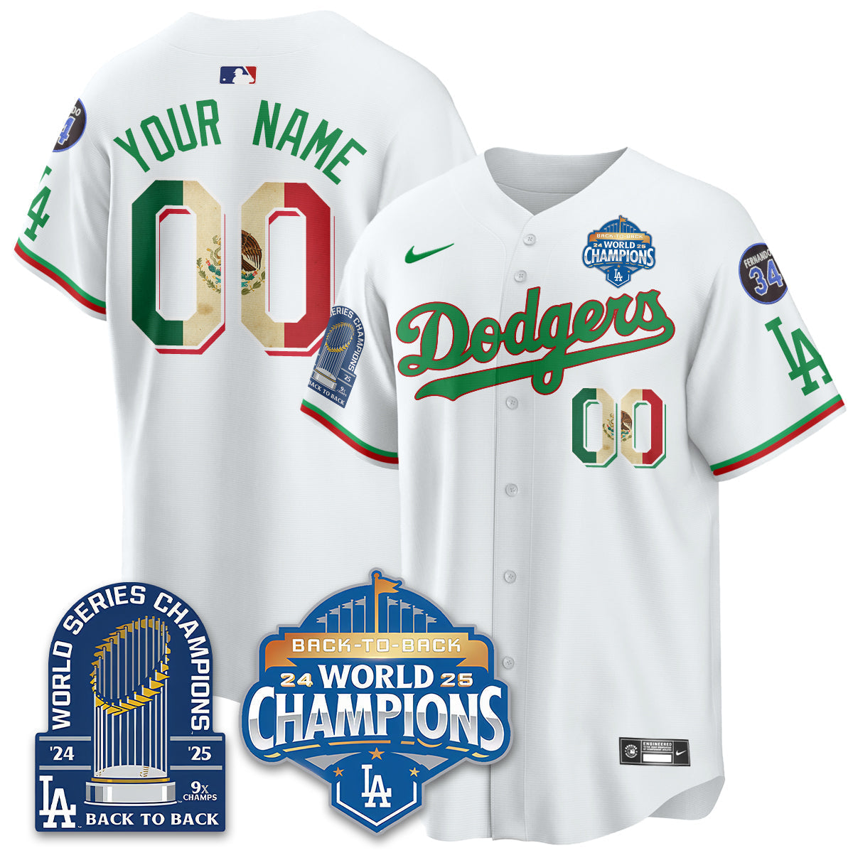 Custom LAD Mexico World Series Champions Jersey - 9x Champs - Stitched