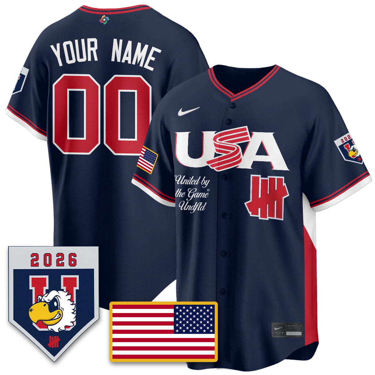 Custom USA Baseball x Undefeated 2026 World Baseball Classic Limited Jersey - Stitched