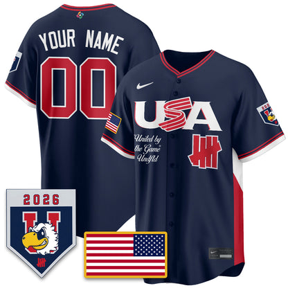 Custom USA Baseball x Undefeated 2026 World Baseball Classic Limited Jersey - Stitched