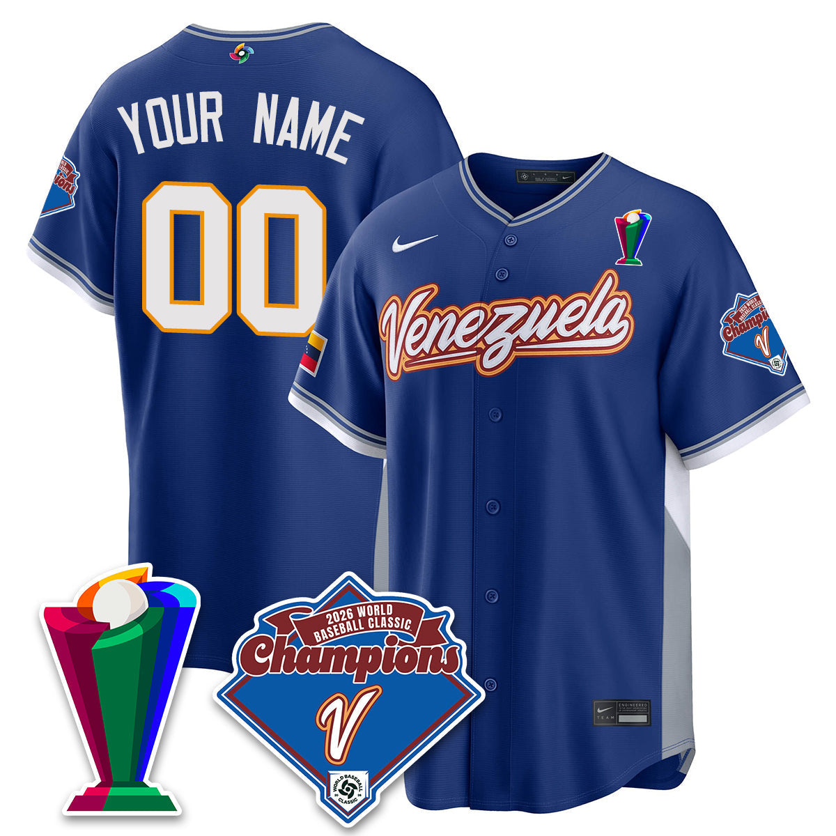 Venezuela Baseball 2026 World Baseball Classic Champions Limited Custom Jersey - Stitched