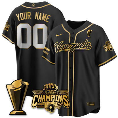 Custom Venezuela Baseball 2026 World Baseball Classic Champions Limited Jersey V2 - Stitched