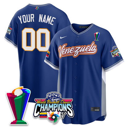 Custom Venezuela Baseball 2026 World Baseball Classic Champions Limited Jersey V2 - Stitched