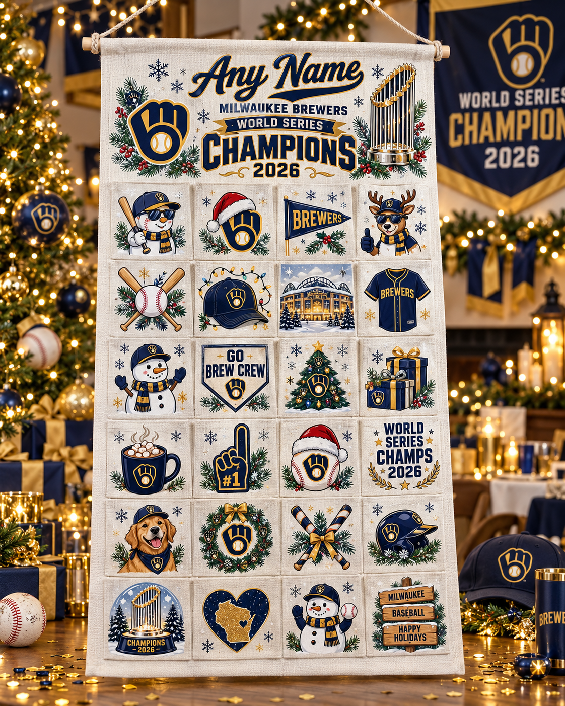 Milwaukee Brewers 2026 WS Champions Custom Wall Advent Calendar - Printed V2