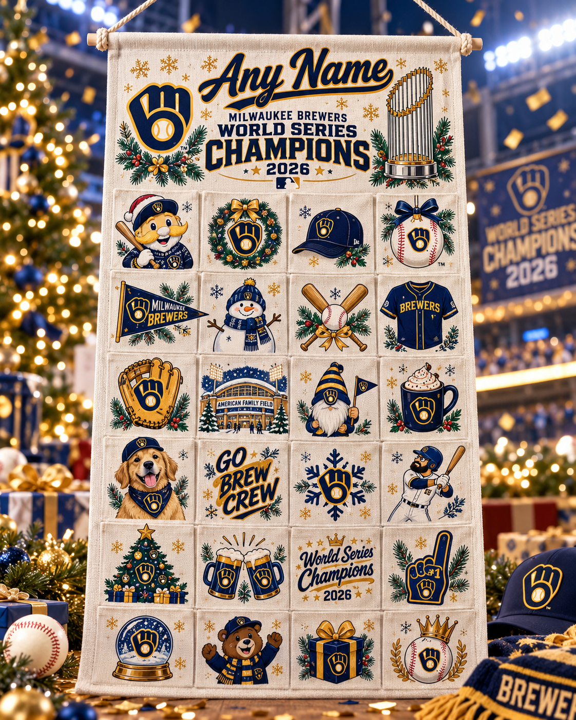 Milwaukee Brewers 2026 WS Champions Custom Wall Advent Calendar - Printed V5
