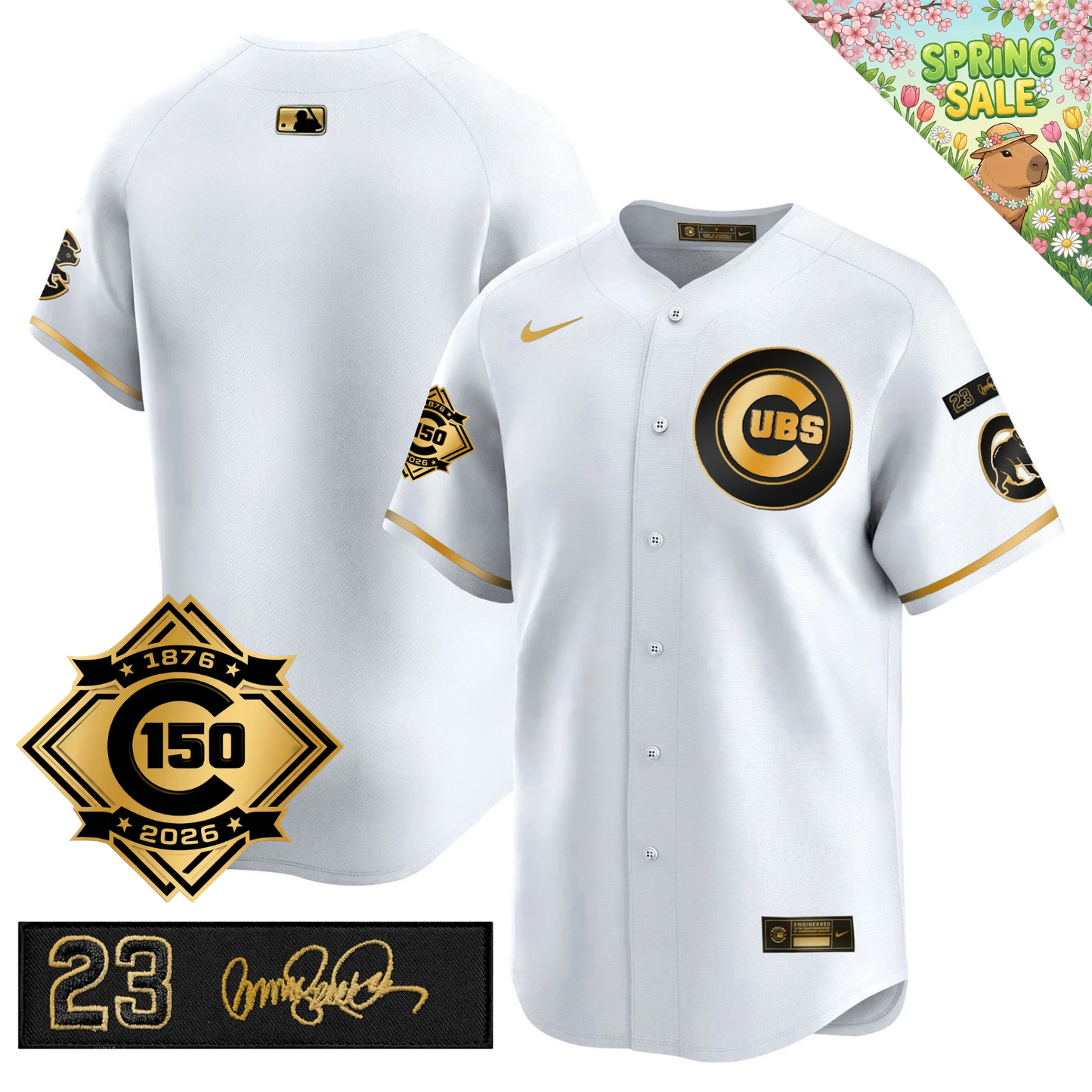 CHC 150th Anniversary & 'Ryne Sandberg Tribute' Patch Vapor Premier Limited Gold Jersey - All Stitched