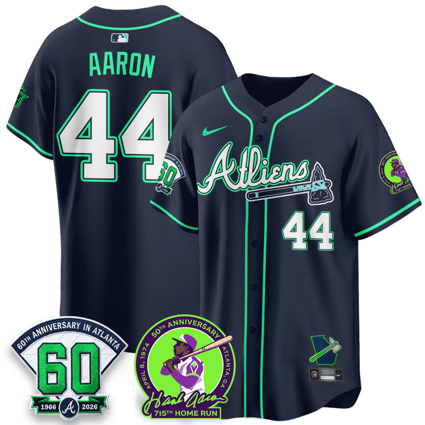 Atlanta Braves Hank Aaron 715th Home Run X Galaxy Version Jersey - Stitched