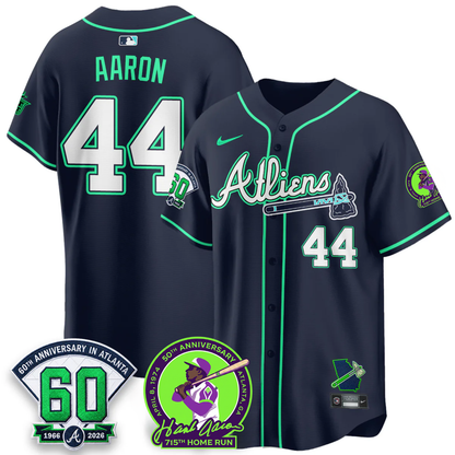 Atlanta Braves Hank Aaron 715th Home Run X Galaxy Version Jersey - Stitched