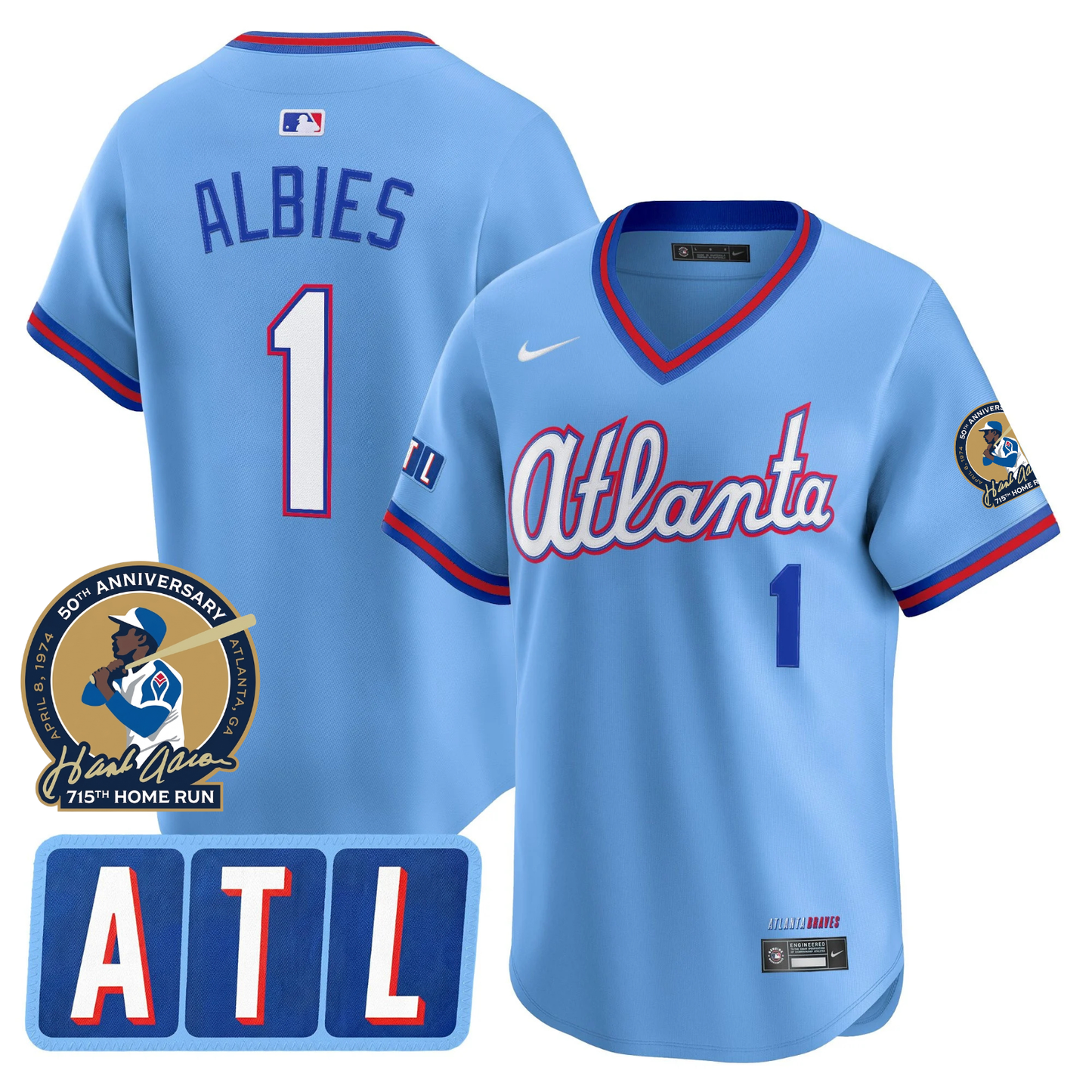 Atlanta Braves 2026 City Connect Hank Aaron 715th Home Run Patch Limited Jersey - Stitched