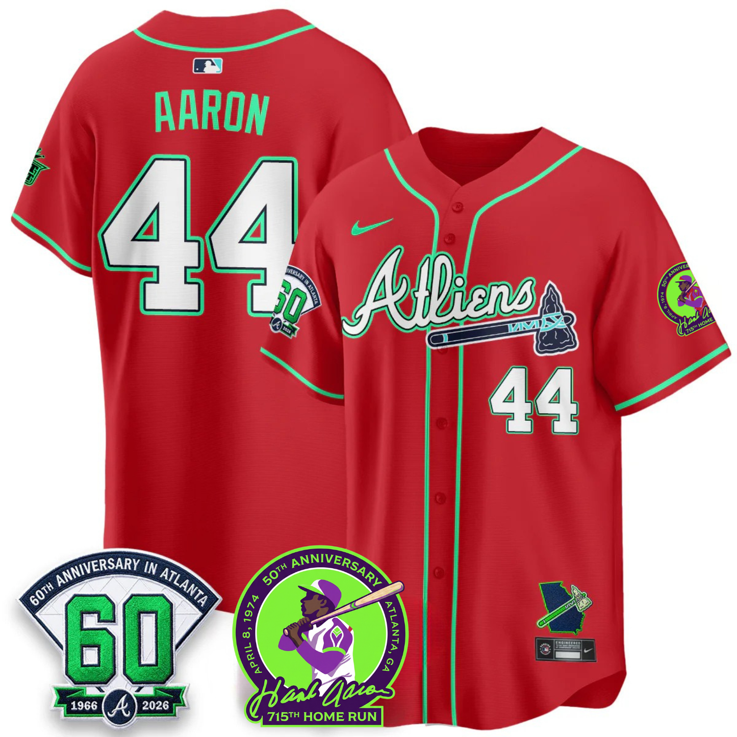Atlanta Braves Hank Aaron 715th Home Run X Galaxy Version Jersey - Stitched