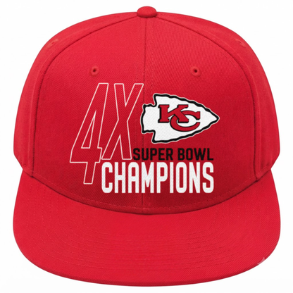 KC 4x Super Bowl Champions Snapback Cap - Printed V2