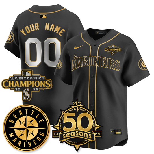 Custom SEA Vapor Premier Limited Jersey - 50th Anniversary & AL West Division Champions - All Stitched (Copy)