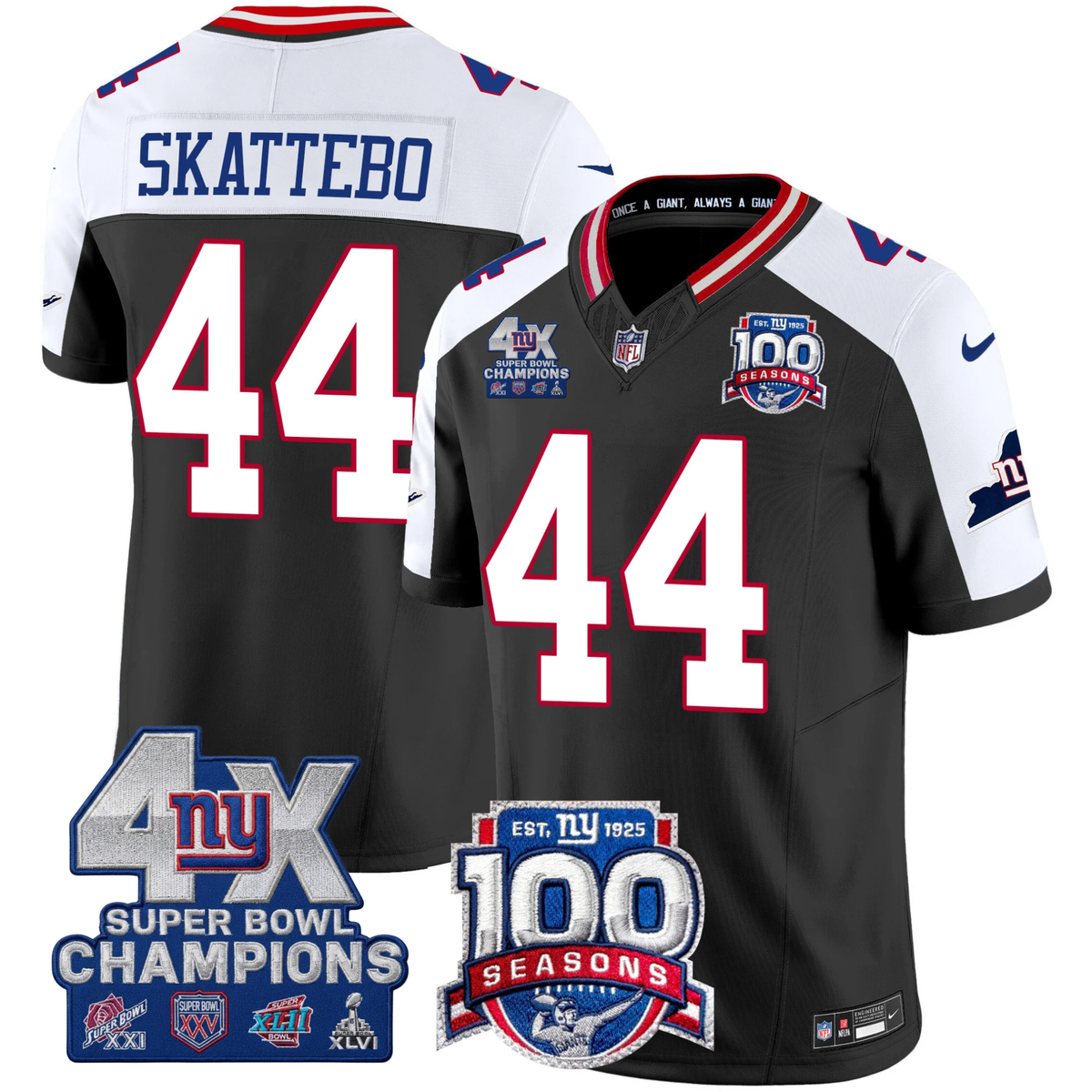 NYG 4X Champions & 100th Season Patch Vapor Limited Gold Jersey - Stitched-NQD
