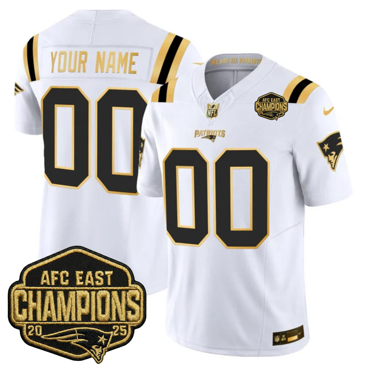 NE 2025 AFC East Champions Gold Vapor Limited Jersey - Stitched