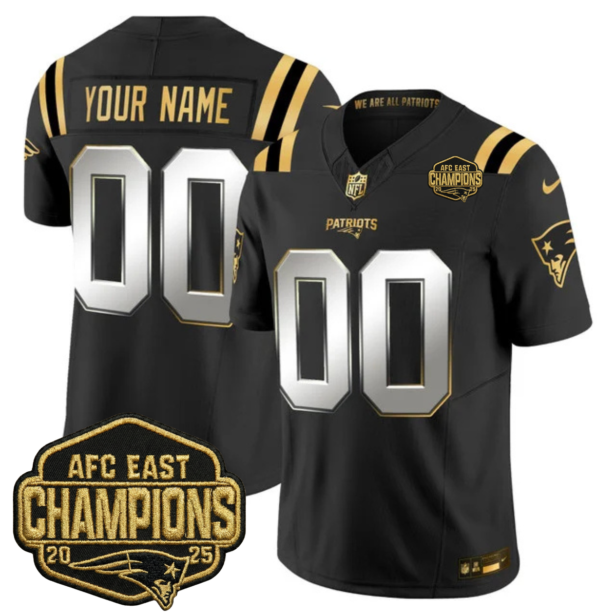 NE 2025 AFC East Champions Gold Vapor Limited Jersey - Stitched