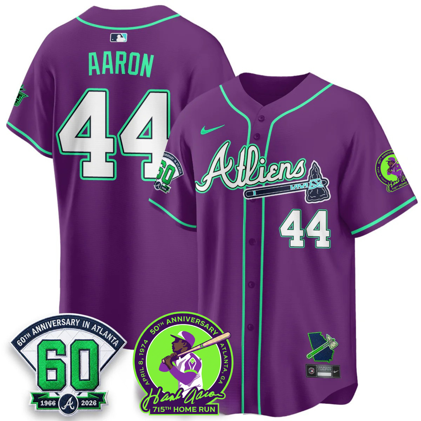 Atlanta Braves Hank Aaron 715th Home Run X Galaxy Version Jersey - Stitched