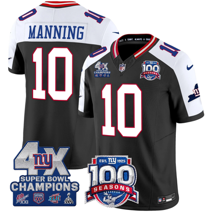NYG 4X Champions & 100th Season Patch Vapor Limited Gold Jersey - Stitched-NQD