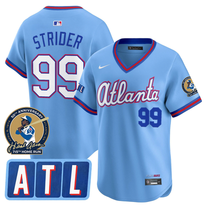 Atlanta Braves 2026 City Connect Hank Aaron 715th Home Run Patch Limited Jersey - Stitched