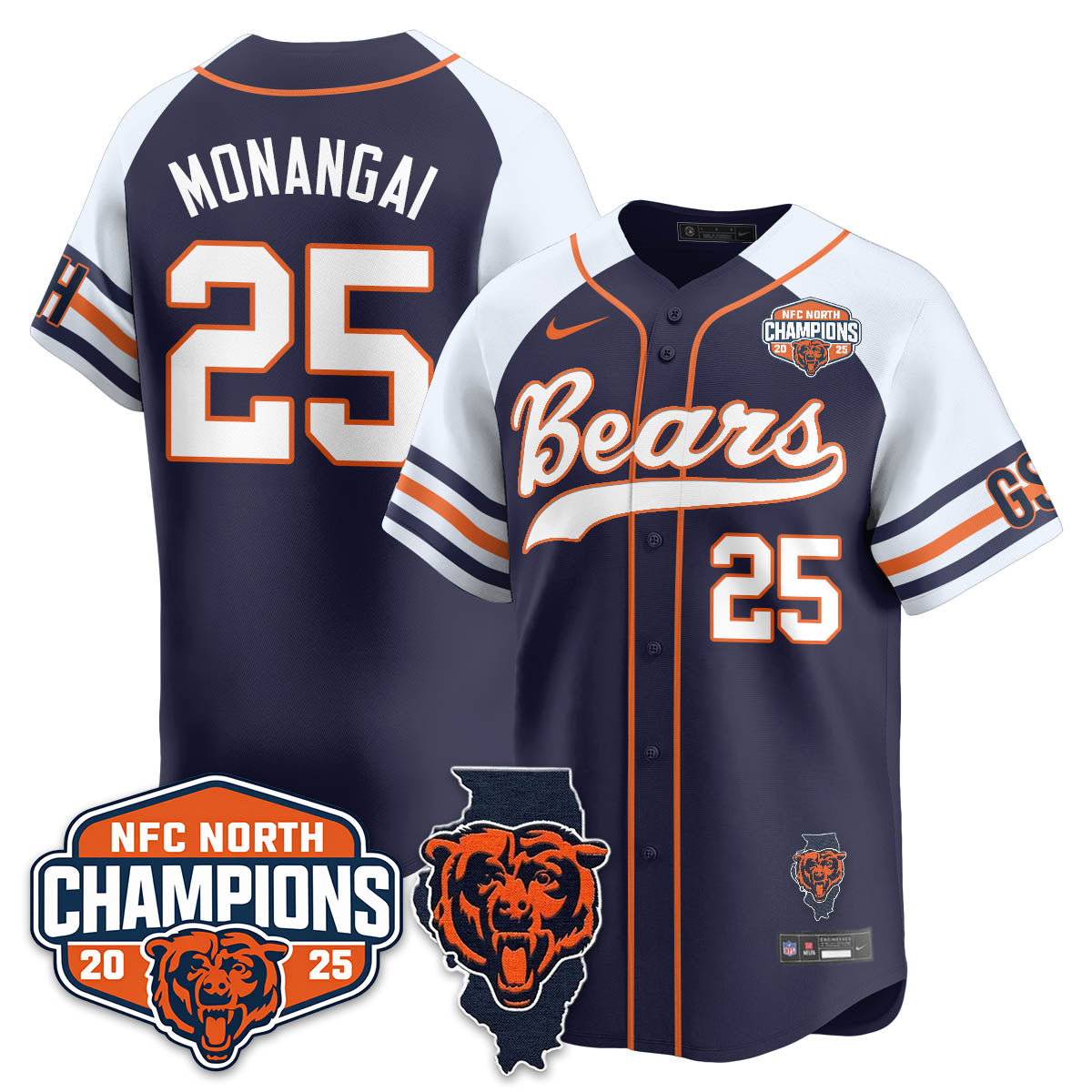 CHI  NFC North Division Champions Vapor Limited Baseball Jersey - Stitched