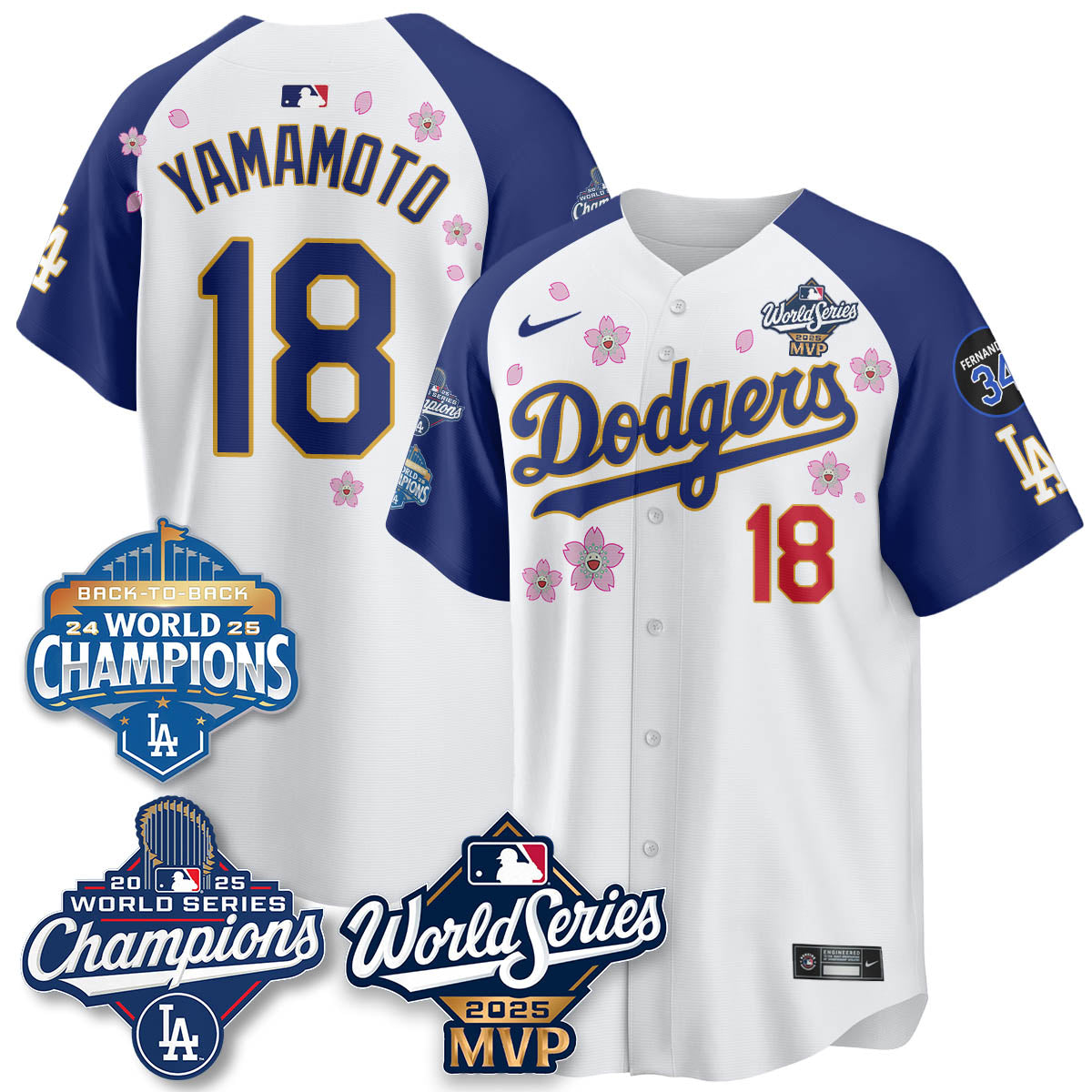 Yoshinobu Yamamoto LAD 2025 World Series MVP Jersey - All Stitched N2