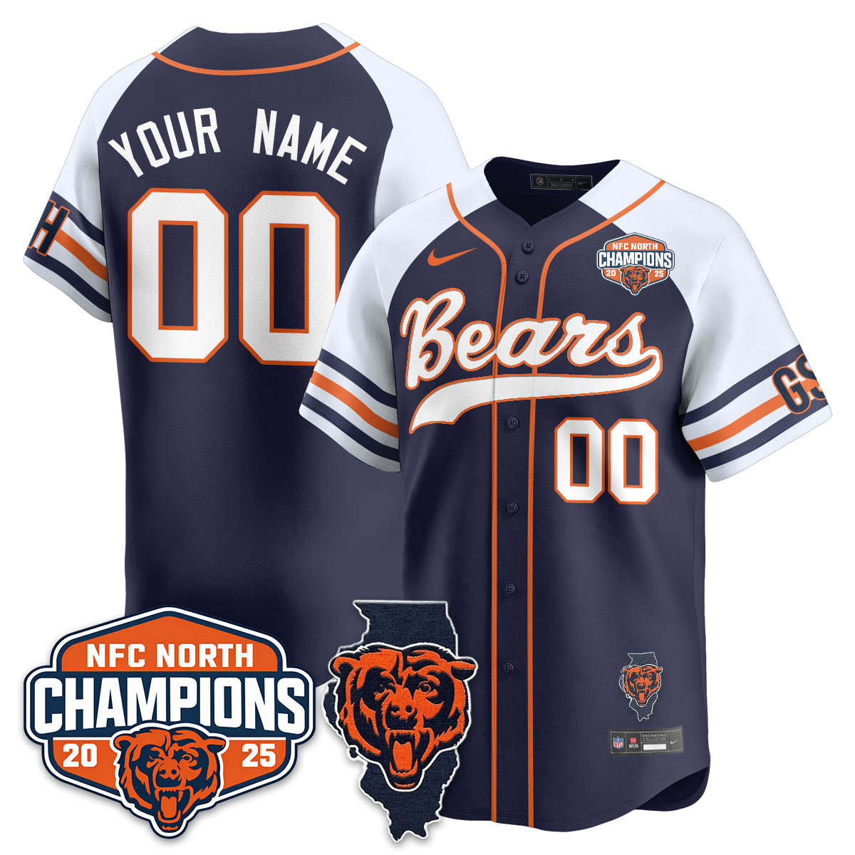Custom CHI  NFC North Division Champions Vapor Limited Baseball Jersey - Stitched