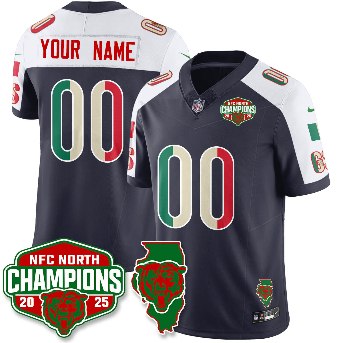 Custom CHI Mexico NFC North Division Champions Vapor Limited Jersey - Stitched
